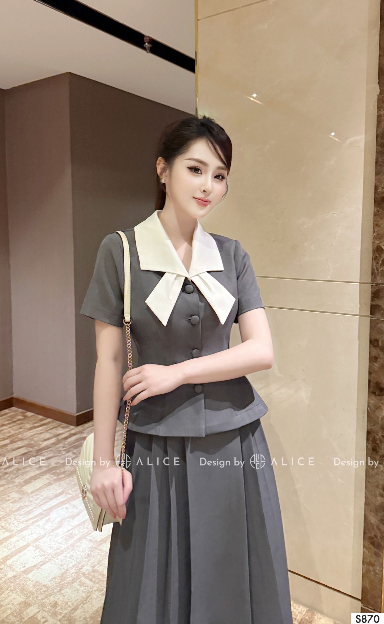  Set Váy Áo Chất Chéo Rubi Ép Mùng S870 