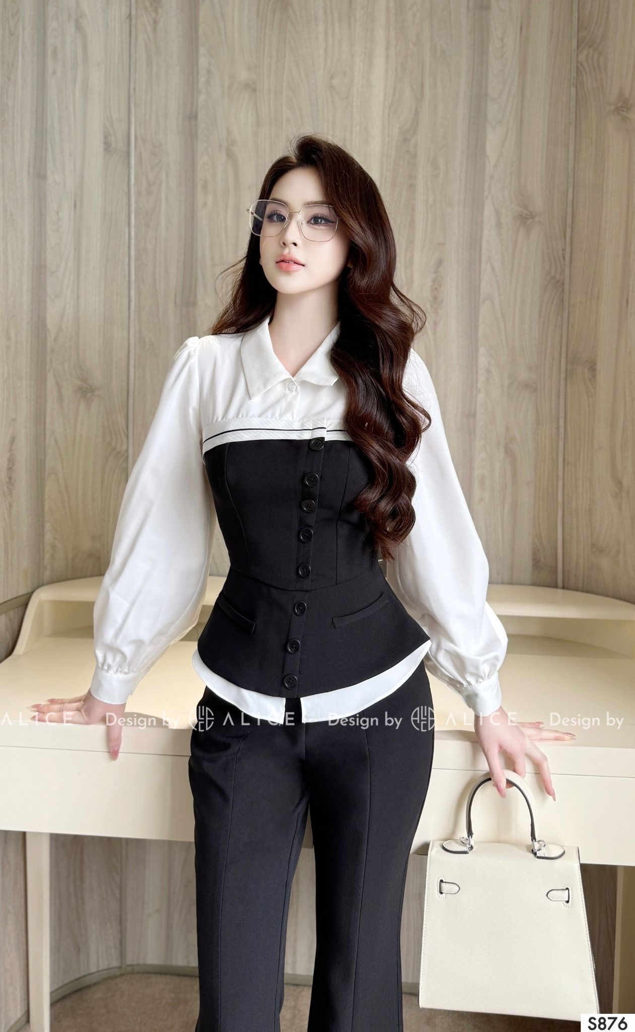  Set Áo Quần Chất Chéo Rubi Cao Cấp Phối Thô Hàn S876 