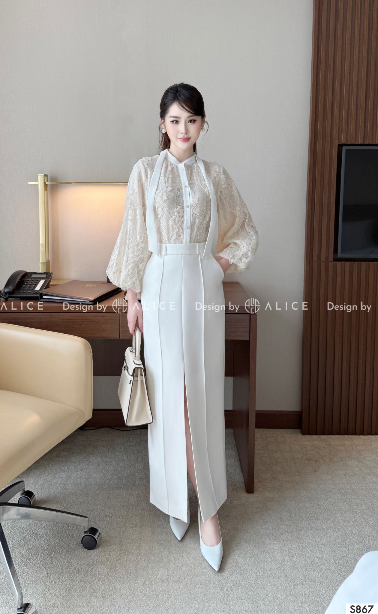  Set Áo Ren & Chân Váy Xẻ S867 