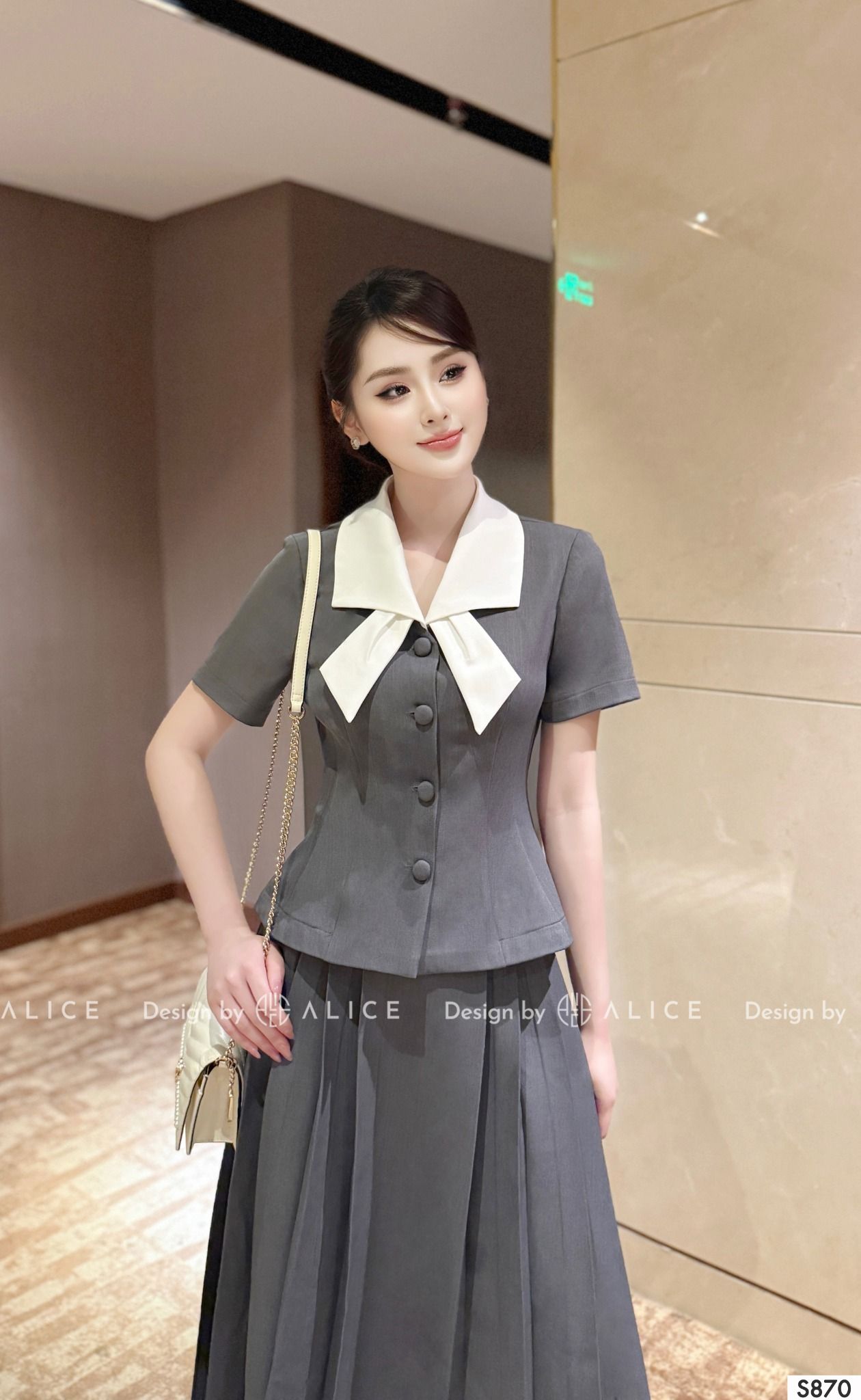  Set Váy Áo Chất Chéo Rubi Ép Mùng S870 