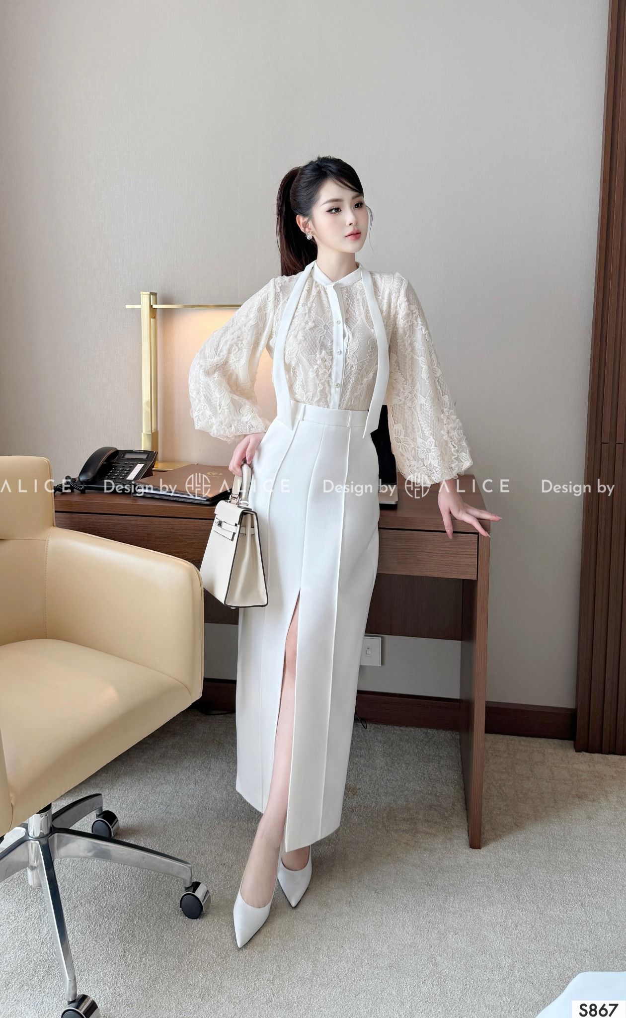  Set Áo Ren & Chân Váy Xẻ S867 