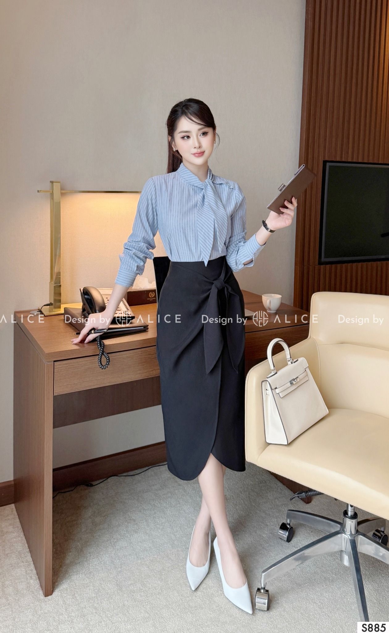  Set Áo Váy Chất Thô Mềm, Chân Váy Chéo Ý Ép Mùng Dày Dặn S885 