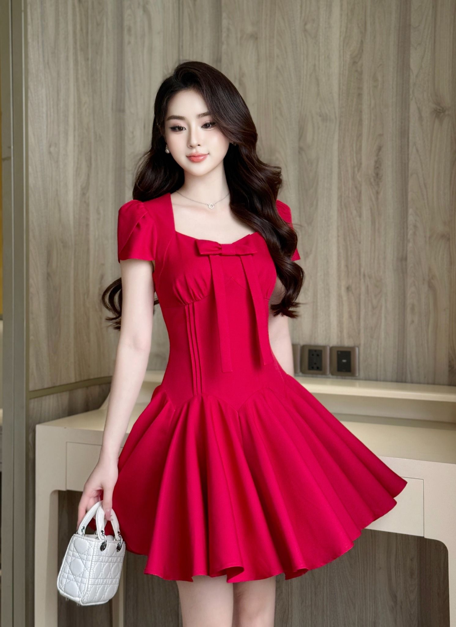  Váy Chất Chéo Ý Lót Lụa Mềm V1358 
