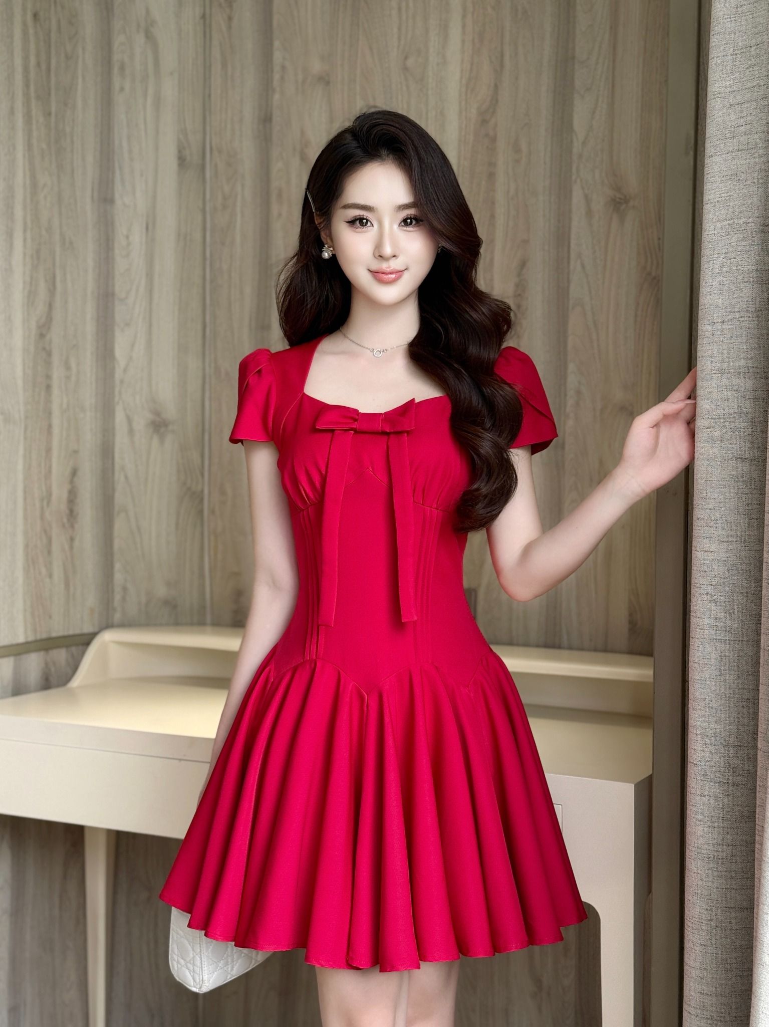  Váy Chất Chéo Ý Lót Lụa Mềm V1358 