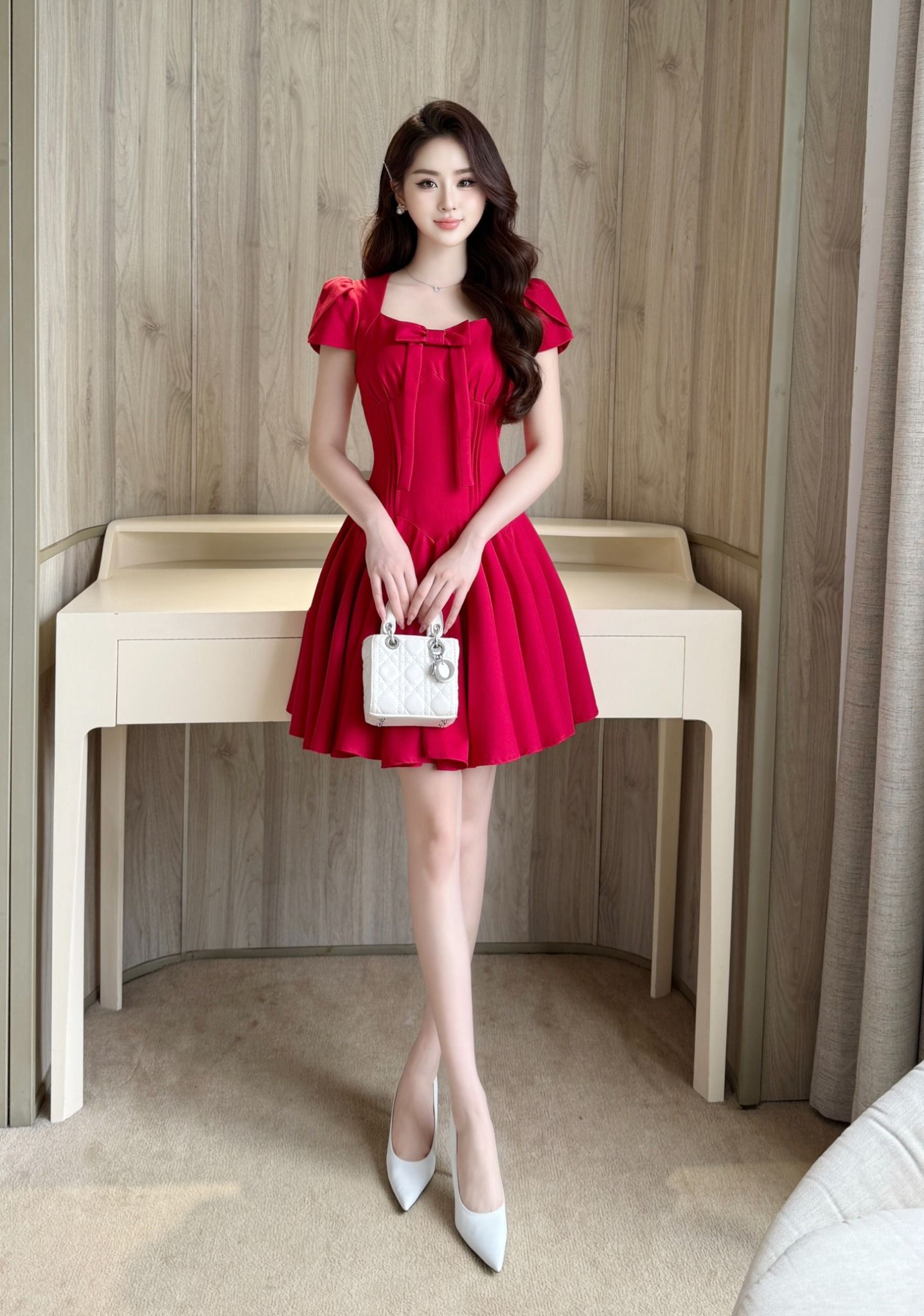  Váy Chất Chéo Ý Lót Lụa Mềm V1358 