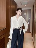  Set Áo Chất Tơ Quần Bò Kèm Khăn Lụa S875 