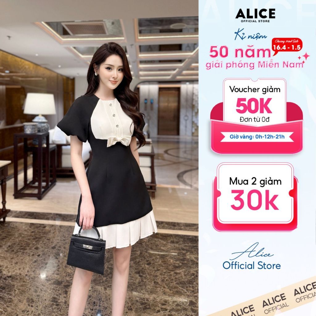  Váy Tiểu Thư Chéo Rubi Lót Lụa V1301 