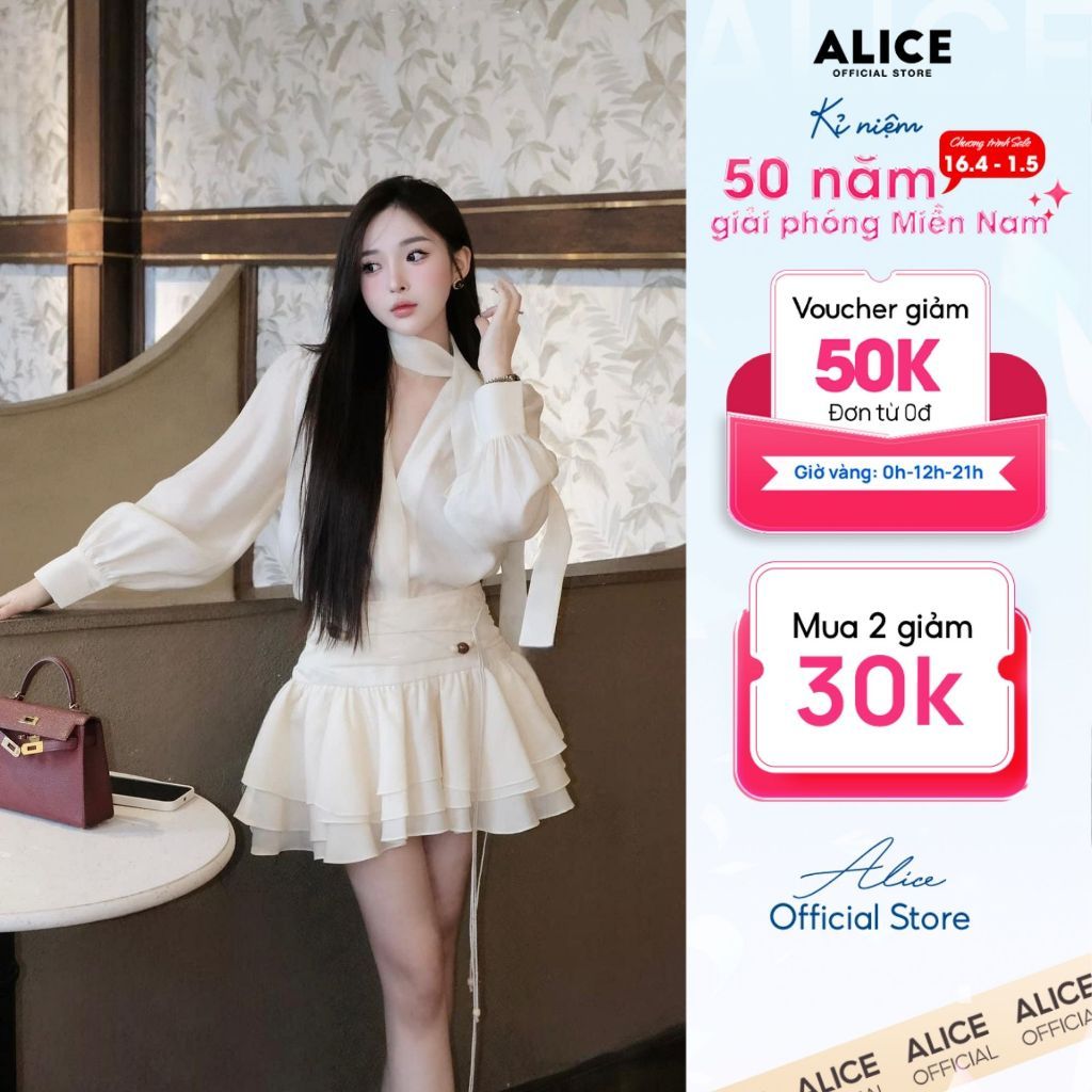  Set Áo Tơ Cổ V Đáp Chéo S682 