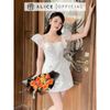Váy Tafta Cổ Vuông Tay Cánh Tiên V994