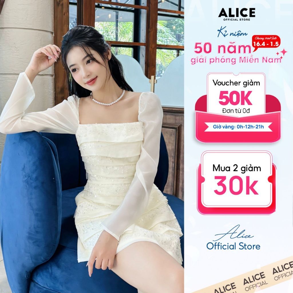  Váy Tiểu Thư Đính Kim Sa V1150 