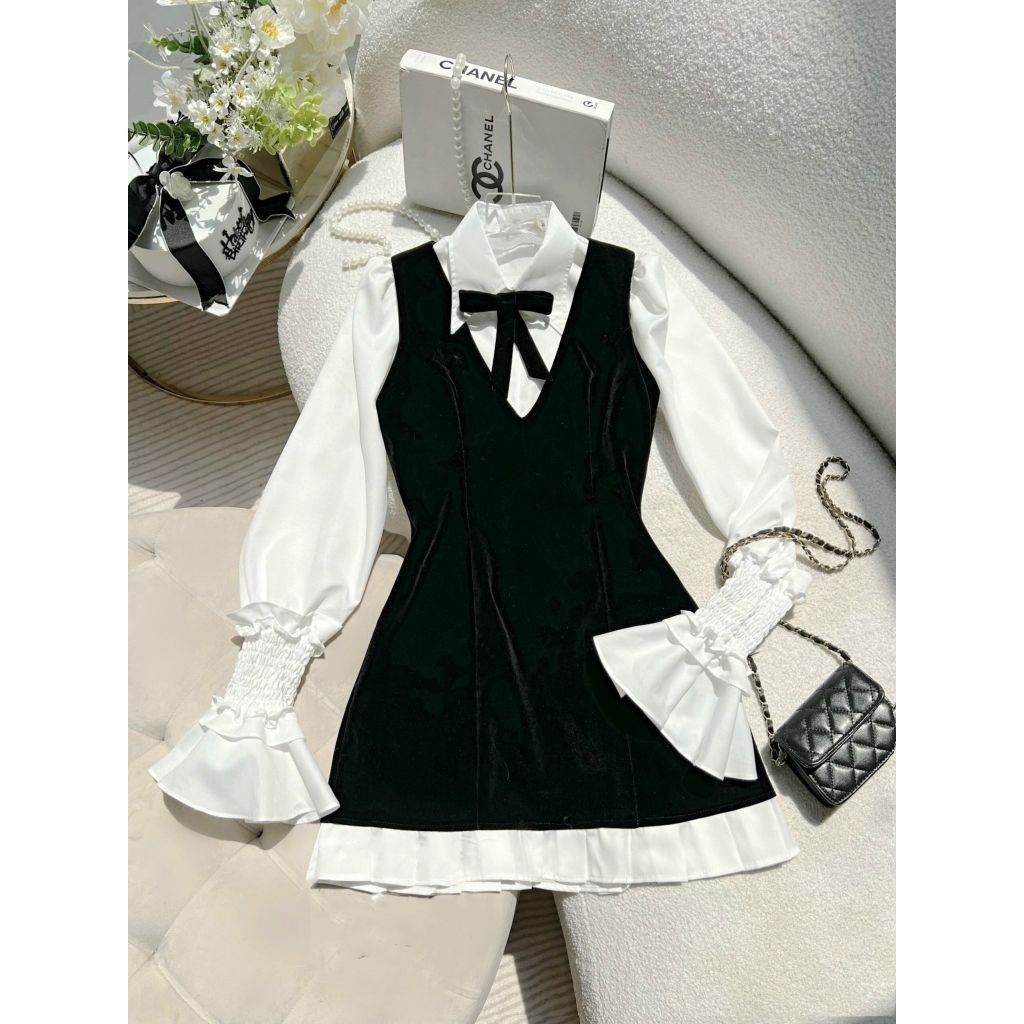  Set Váy Yếm Nhung S464 