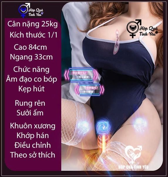  Búp bê tình dục silicon có lông âm đạo co bóp kẹp hút nhiệt 
