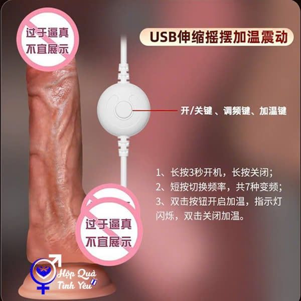  Dương vật giả silicon hít  tường có dây rung thụt tỏa nhiệt 