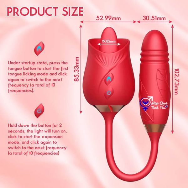  Trứng rung âm đạo điểm G 2 đầu có lưỡi 10 chế độ cao cấp 
