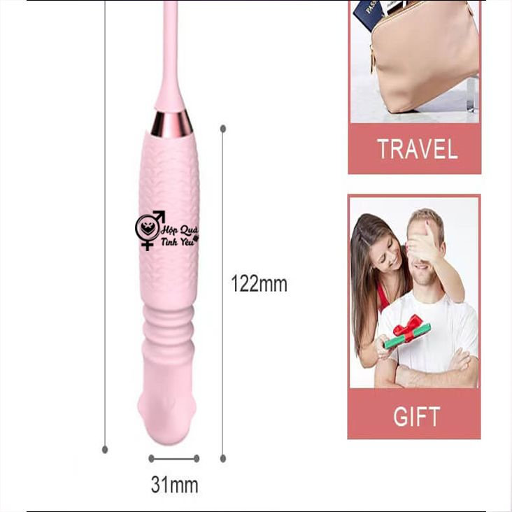  Trứng rung tình yêu 2 đầu rung thụt xoay bi cao cấp 