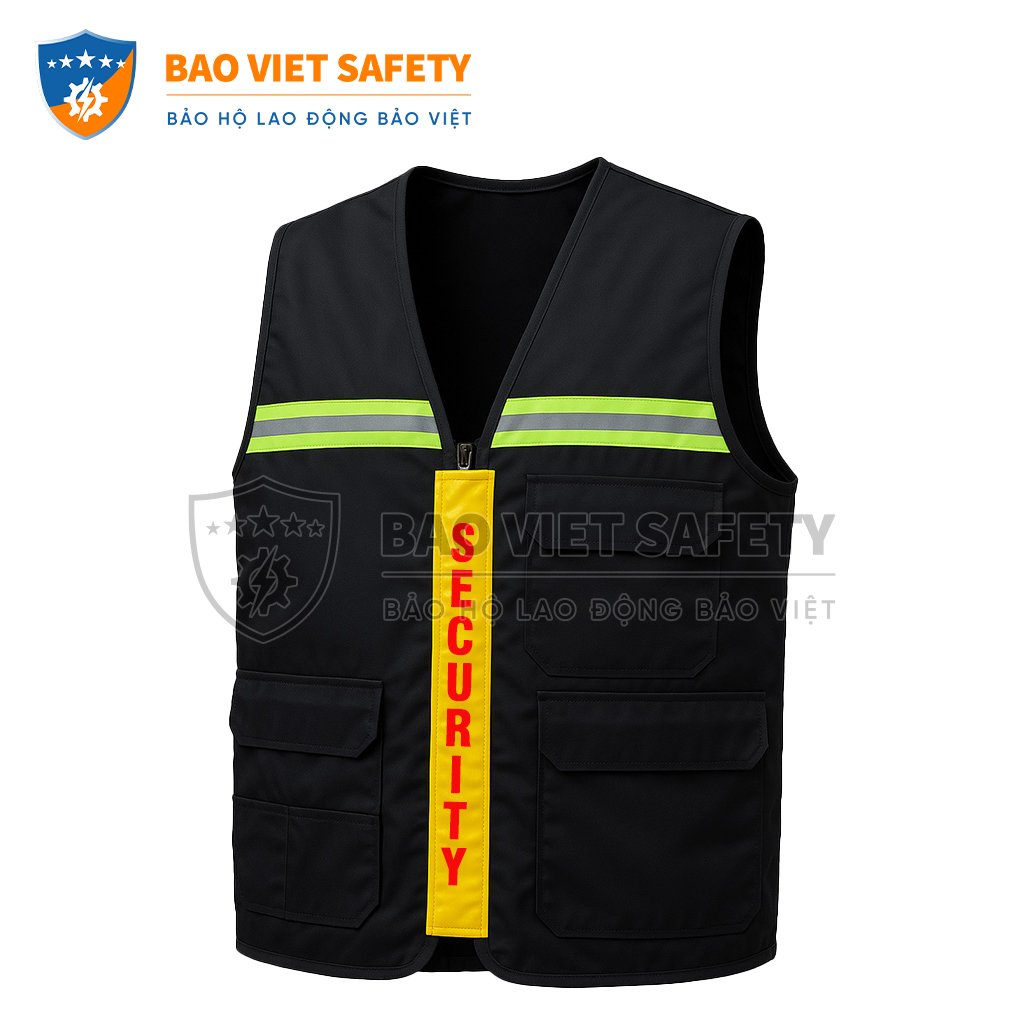 Áo ghile đen phản quang bảo vệ 01