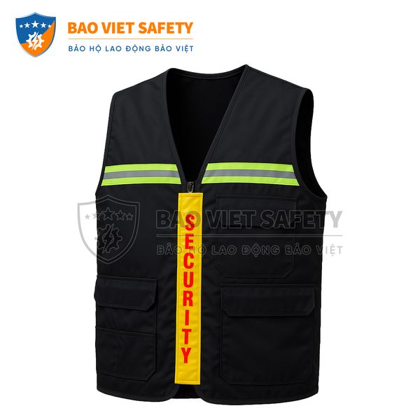 Áo ghile đen phản quang bảo vệ 01