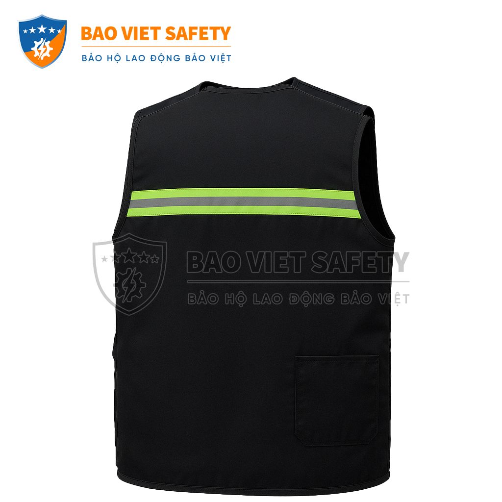 Áo ghile đen phản quang bảo vệ 01
