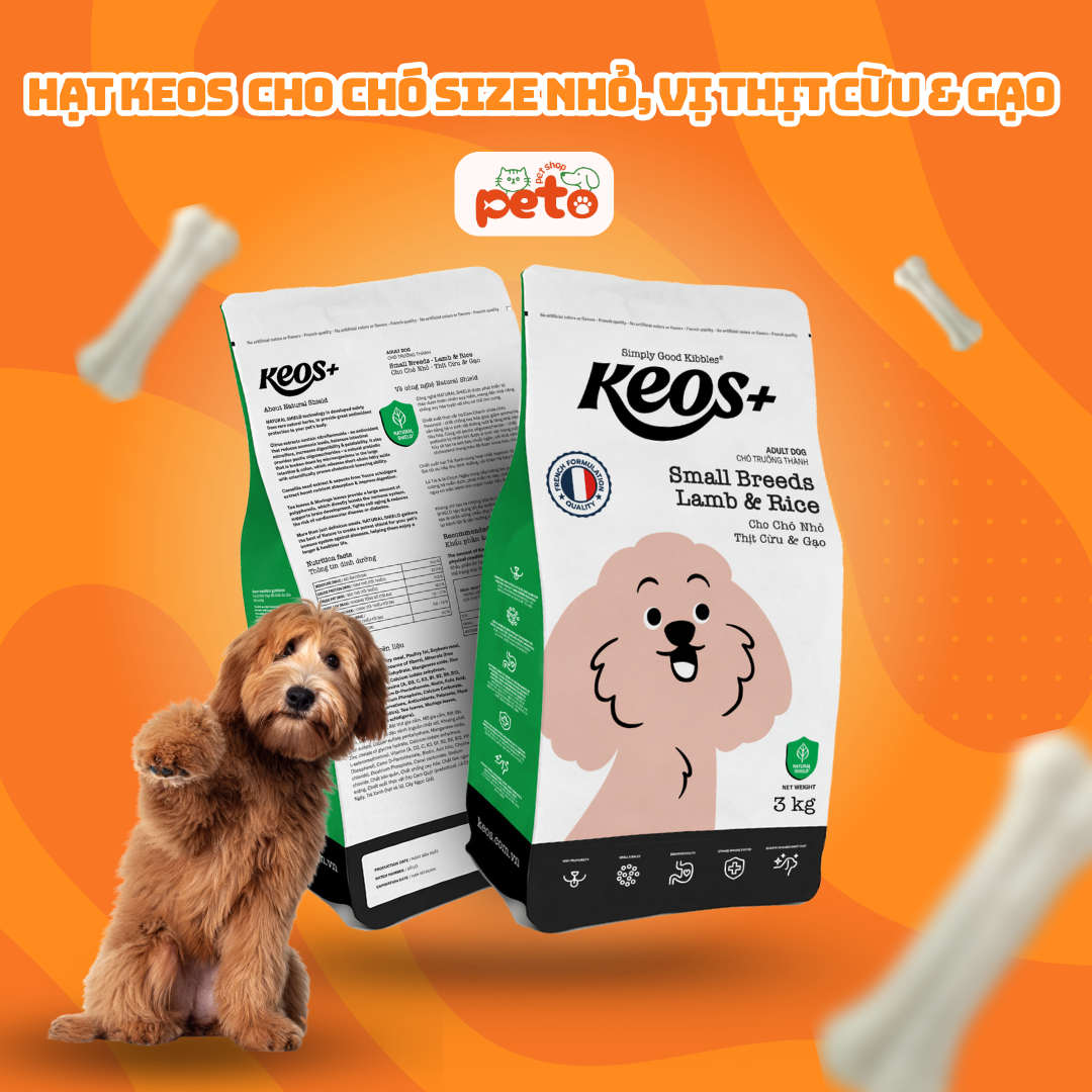  Thức Ăn Hạt Cho Chó Trưởng Thành Giống Nhỏ Keos + Small Breed Cừu Và Gạo túi 1.5kg 