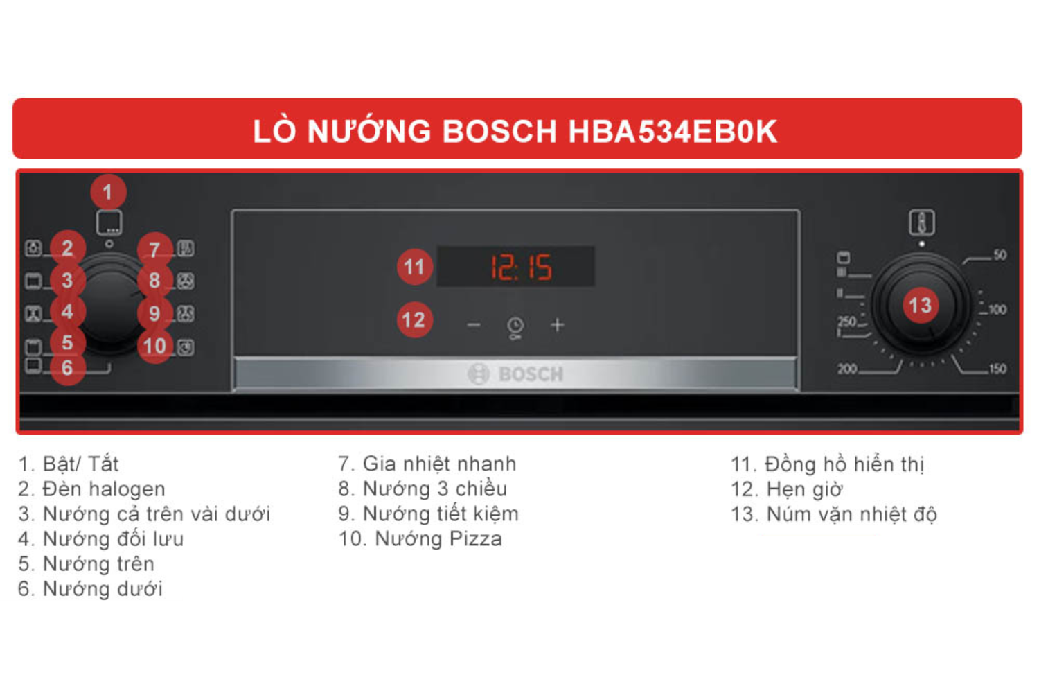 Lò Nướng Bosch HBA534EB0K Series 4 | Lắp Âm 71 Lít