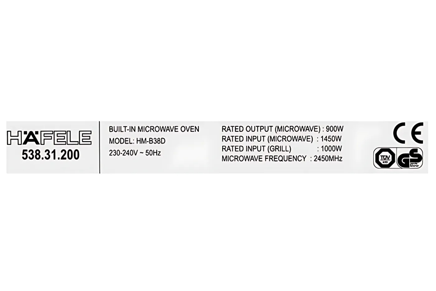 Lò Vi Sóng Có Nướng Hafele HM-B38D (538.31.200) | Lắp Âm 25 Lít
