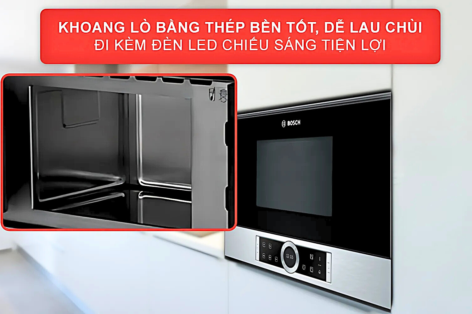 Lò Vi Sóng Không Đĩa Quay Bosch BFL634GS1B Series 8 | Khoang Lò 21 Lít