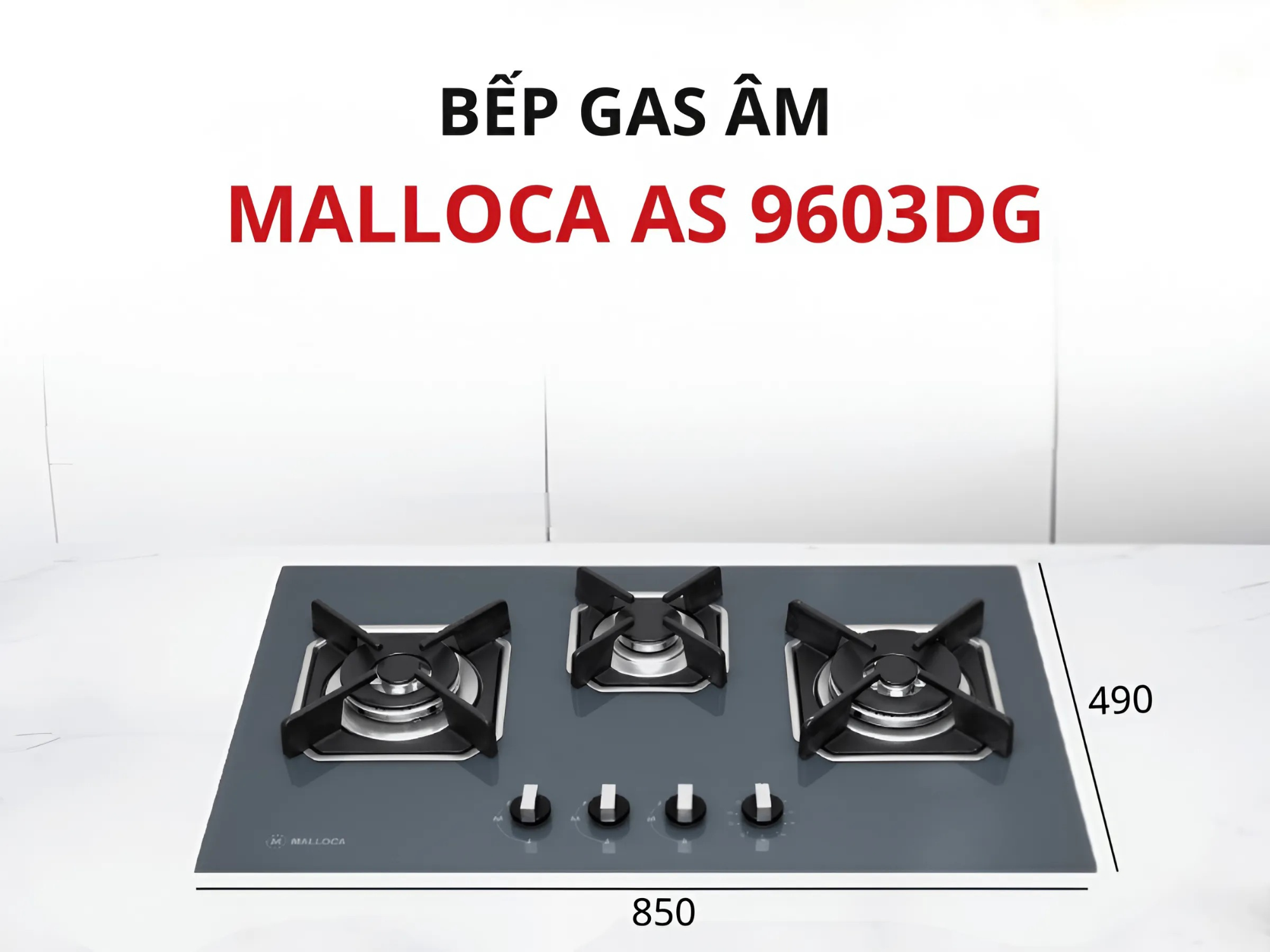 Bếp Gas Malloca AS 9603DG -  Bếp Âm 03 Vùng Nấu