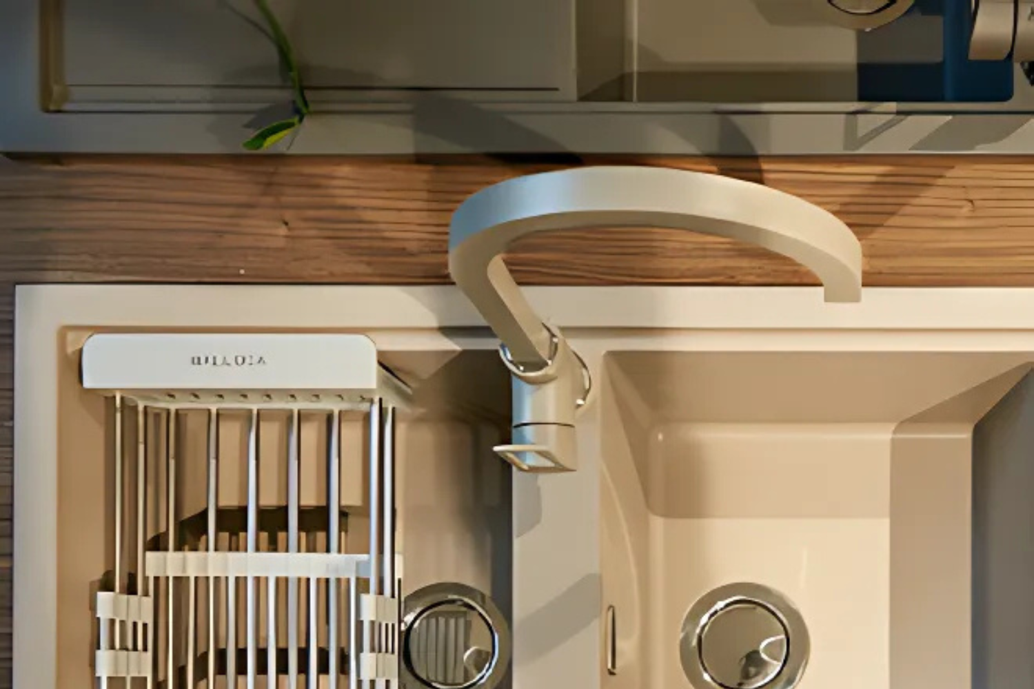 Vòi Rửa Bát Nóng Lạnh Malloca MF-062 | Đồng Thau Sơn Giả Đá, Màu Kem