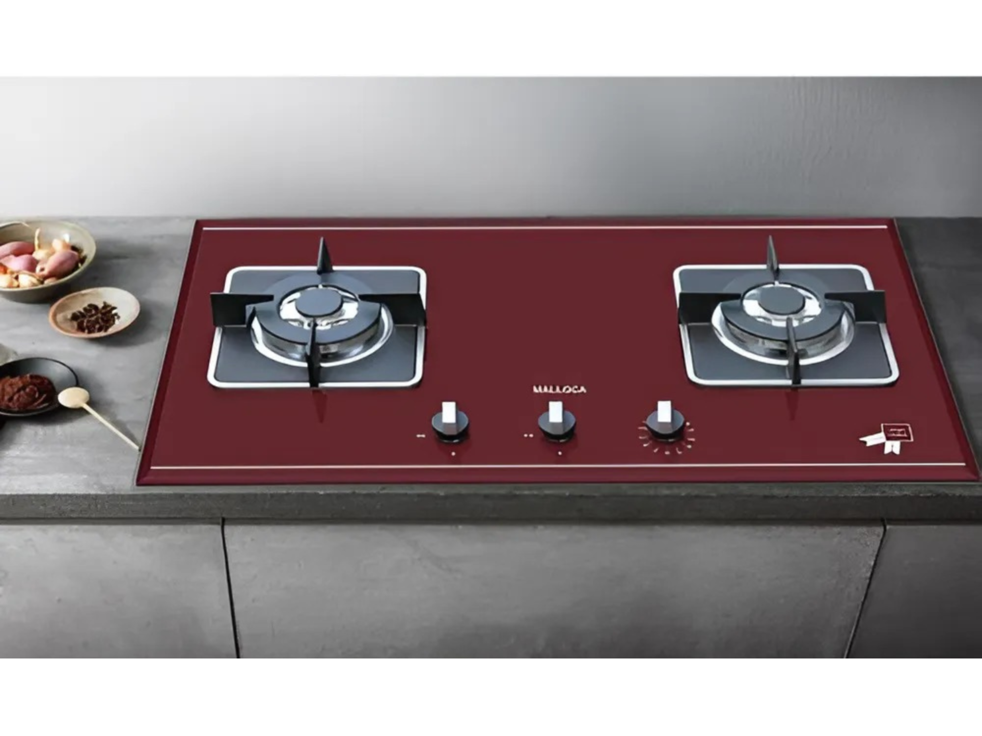 Bếp Gas Đôi Malloca AS 9402R (Màu Đỏ)  - Bếp Âm 02 Vùng Nấu