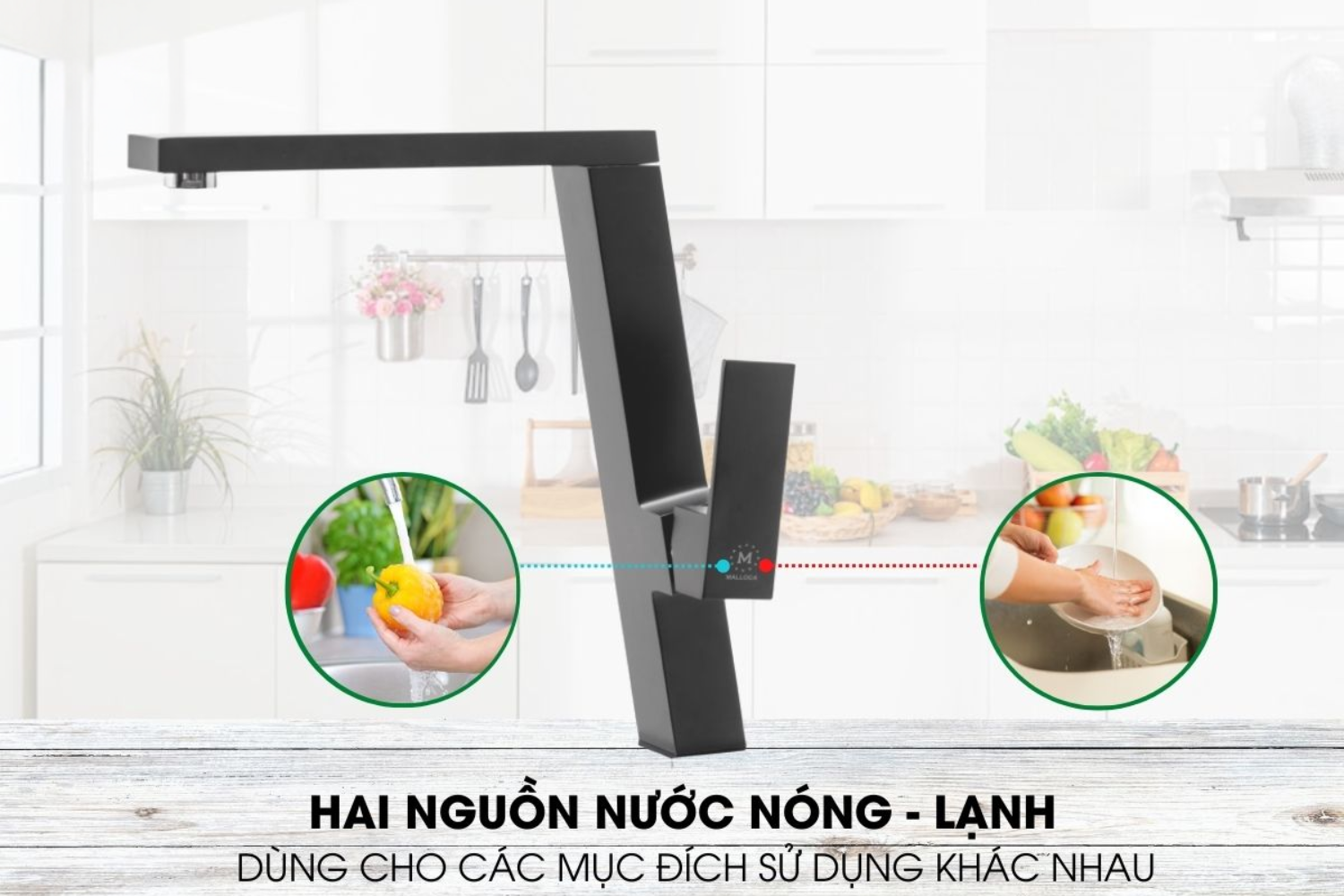 Vòi Rửa Bát Nóng Lạnh Malloca K131GR | Đồng Thau Sơn Giả Đá, Màu Xám
