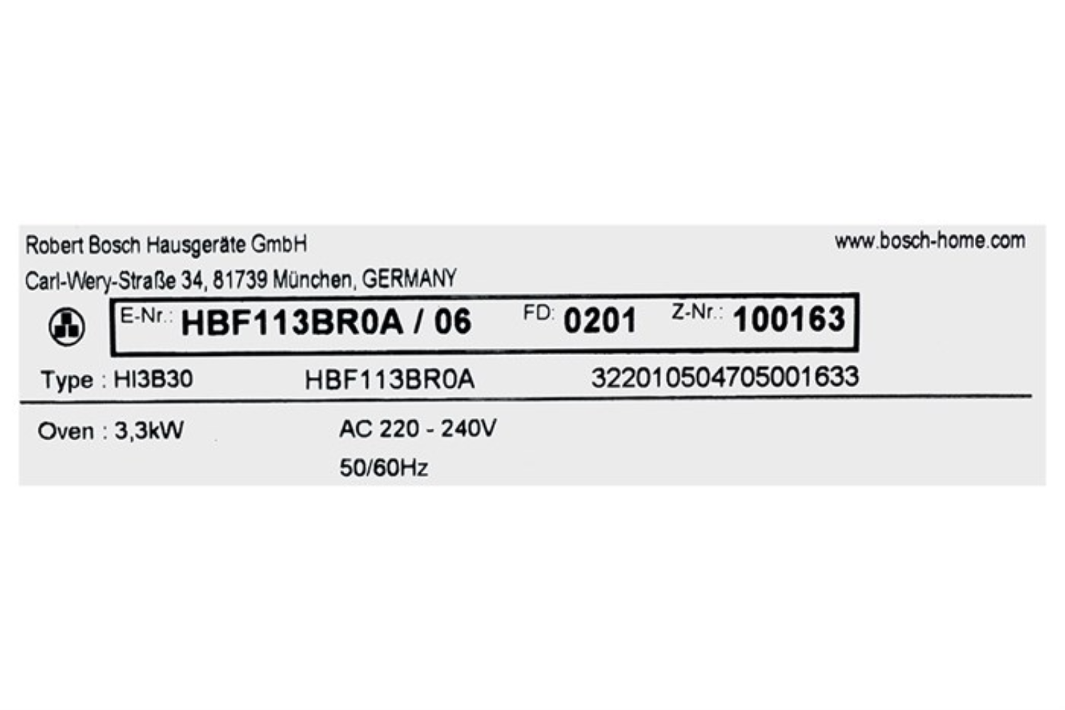 Lò Nướng Âm Tủ Bosch HBF113BR0A Series 2 | Dung Tích 66 Lít