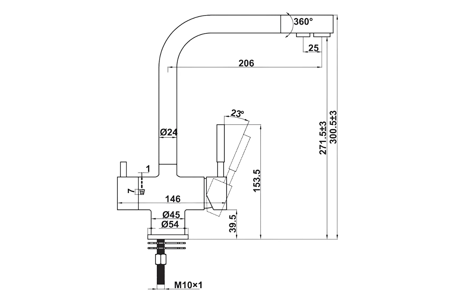Vòi Rửa Bát 3 Đường Nước Hefele HT21-CH2F271 (577.55.210) | Đồng Thau Mạ Chrome