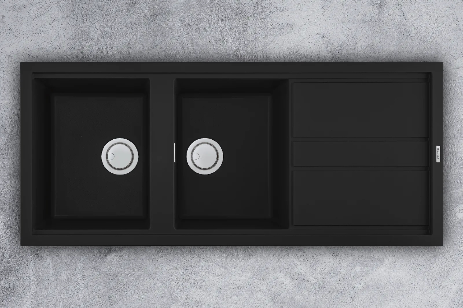 Chậu Rửa Bát 2 Hố Bằng Đá Granite Malloca NERO K-50040 | Màu Đen