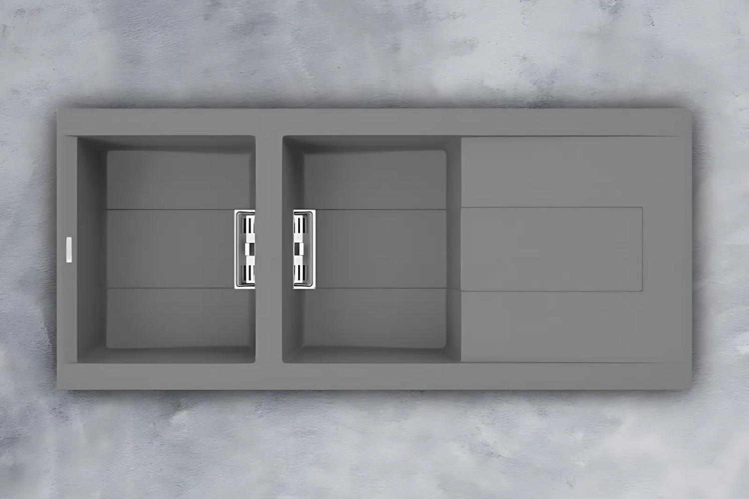 Chậu Rửa Bát 2 Hố Bằng Đá Granite Malloca SMART K-500 | Màu Xám