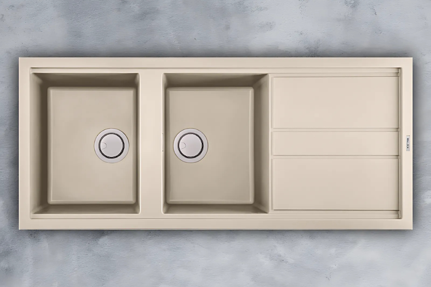 Chậu Rửa Bát 2 Hố Bằng Đá Granite Malloca BIANCO K-50062 | Màu Kem