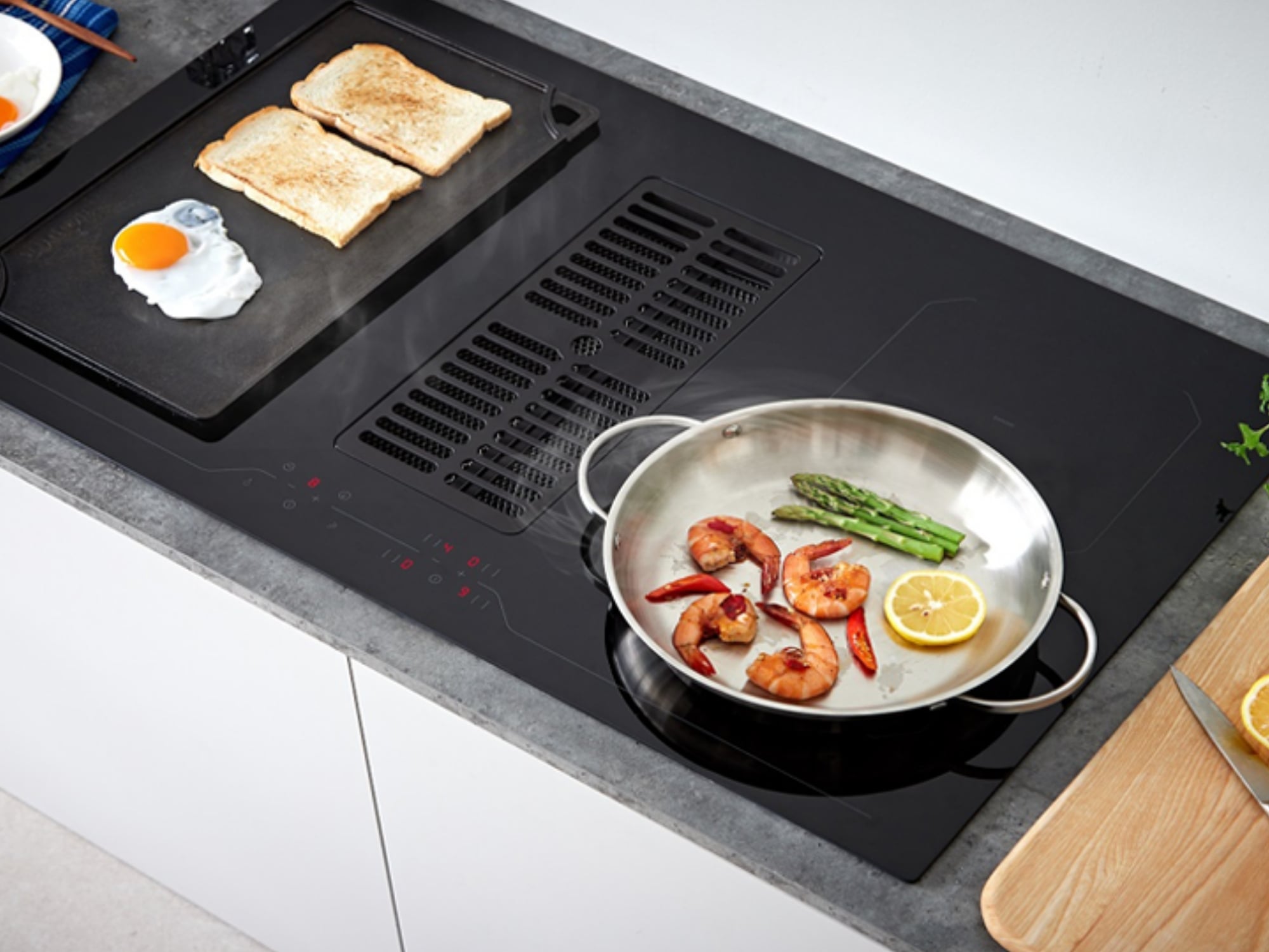 Bếp Từ Hút Mùi Malloca HIH-864 LI | Lắp Âm 04 Vùng Nấu Ghép Nối