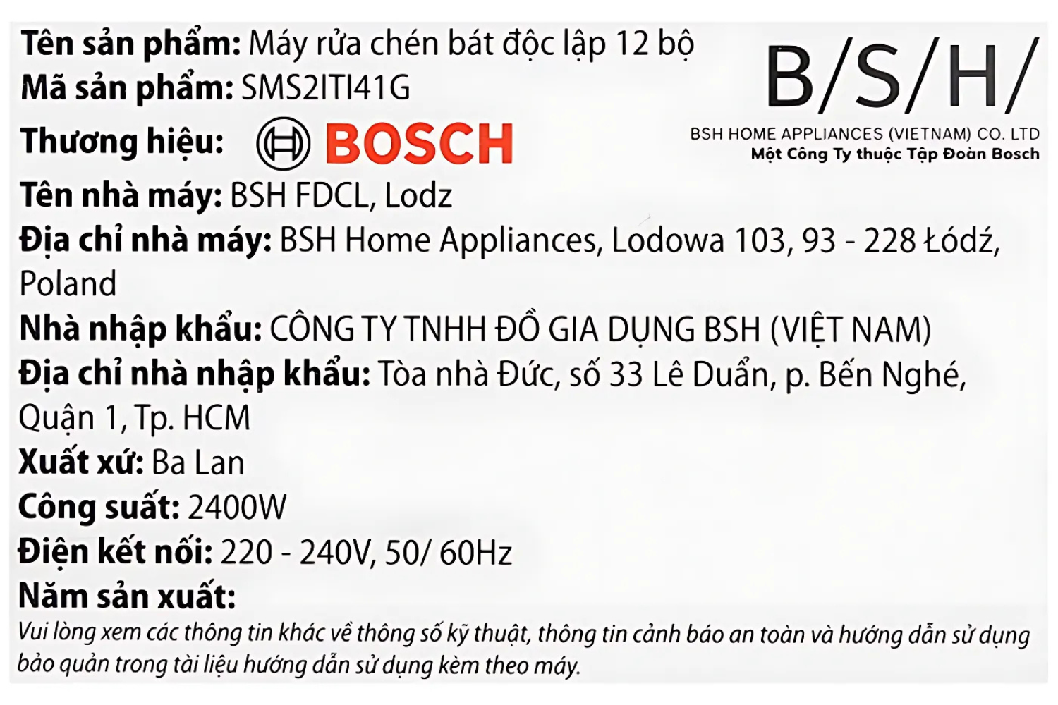 Máy Rửa Bát Độc Lập Bosch SMS2ITI41G Series 2