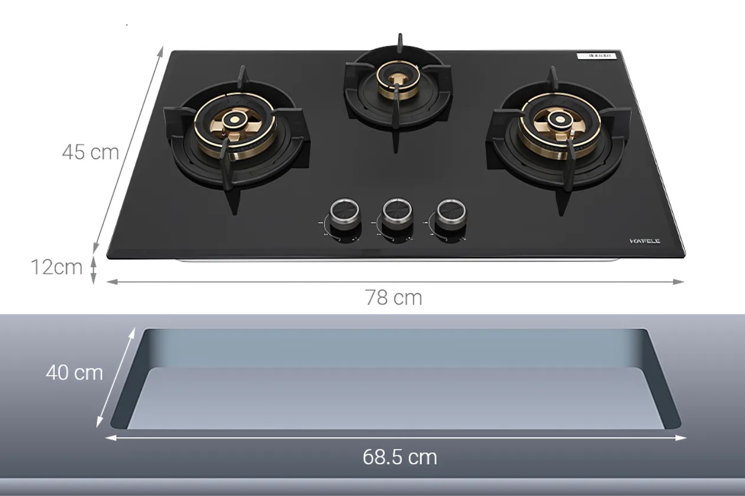 Bếp Gas Hafele HC-G783B (538.66.477) - Bếp Âm 03 Vùng Nấu