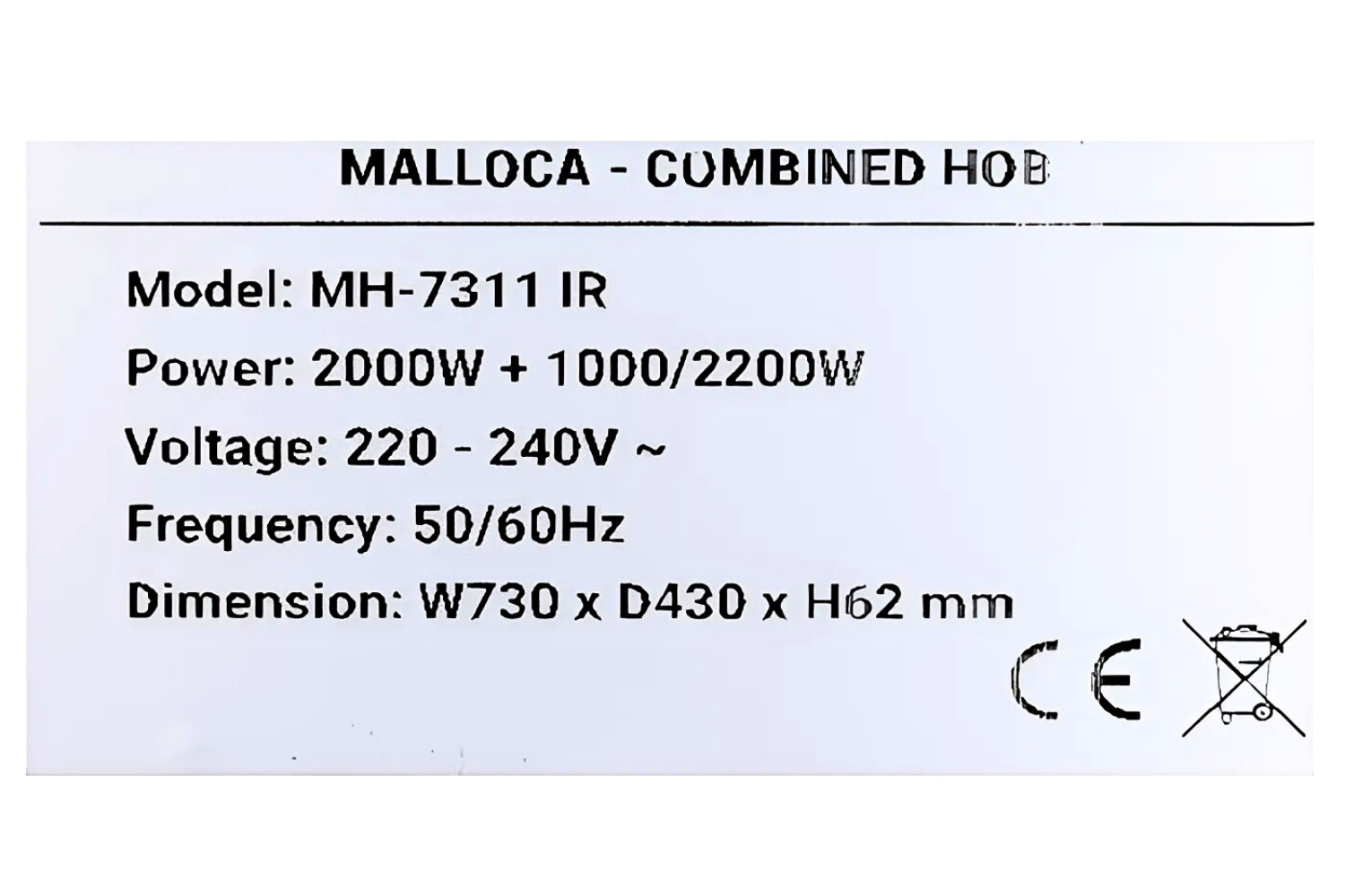Bếp điện từ Malloca MH-7311 IR
