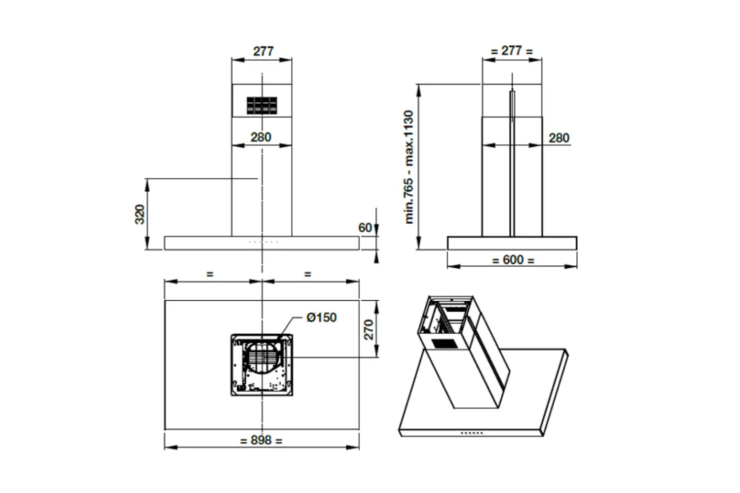 Máy hút mùi đảo Hafele HH-IS90A 90cm | 539.81.715