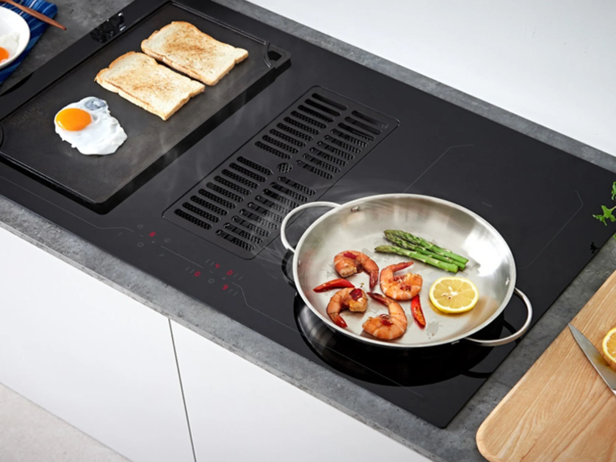 Bếp Từ Hút Mùi Malloca HIH-864 | 04 Vùng Nấu Ghép Nối