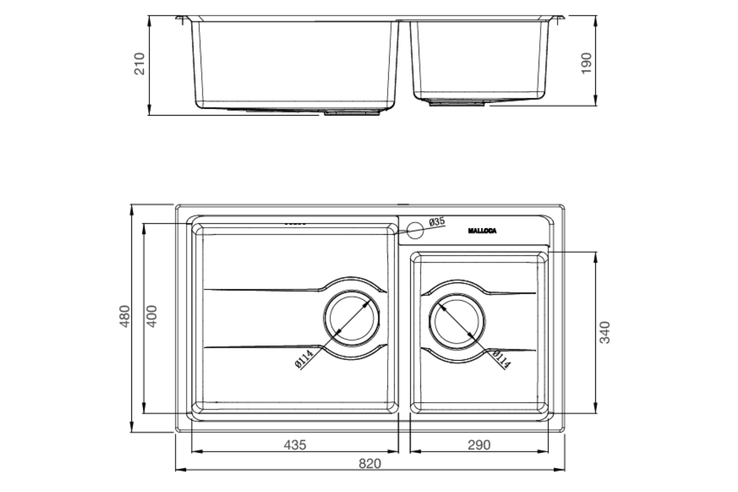 Chậu Rửa Bát 2 Hố Inox 304 Malloca MS 5082W