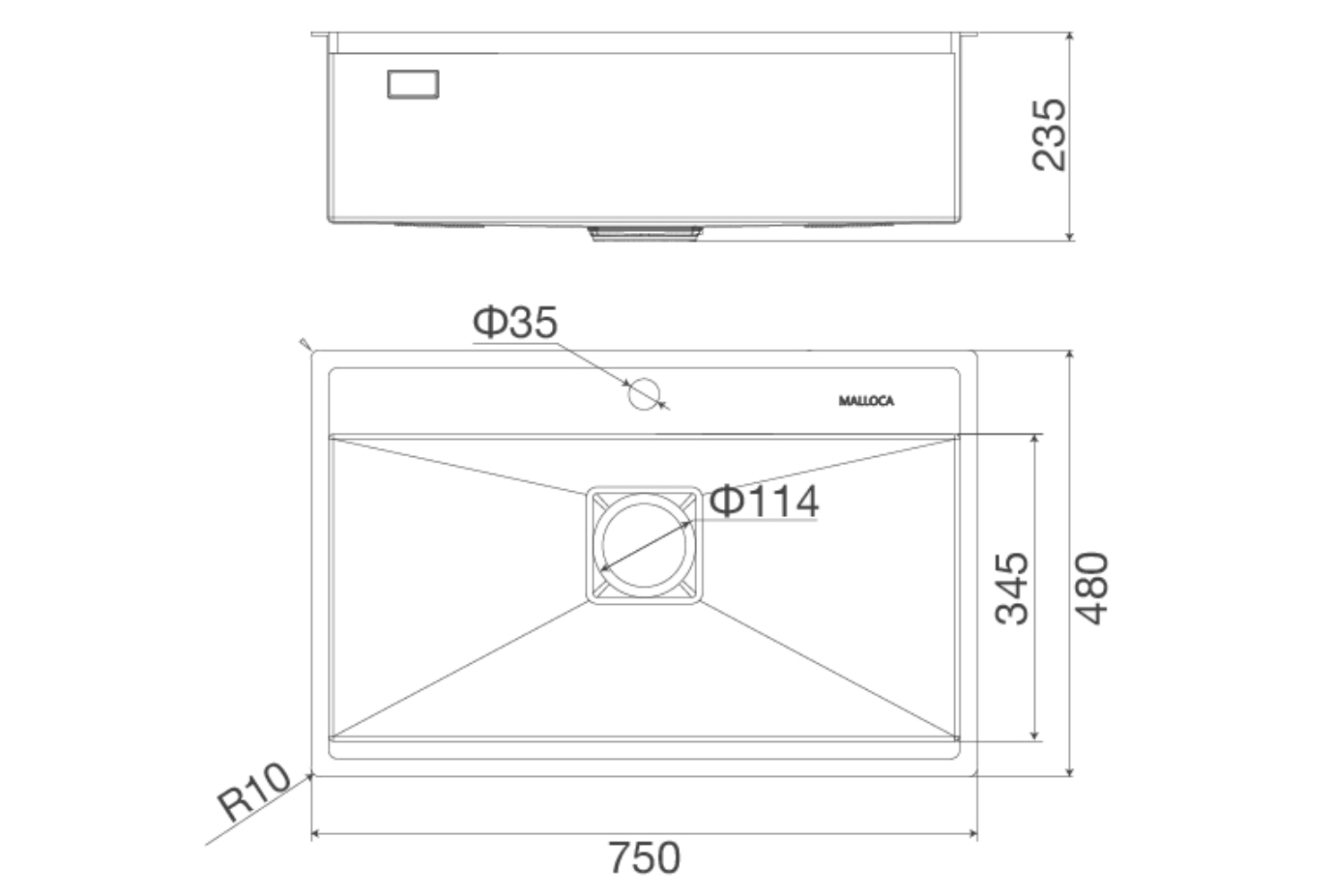 Chậu Rửa Bát 1 Hố Inox 304 Malloca MS 6302 ST