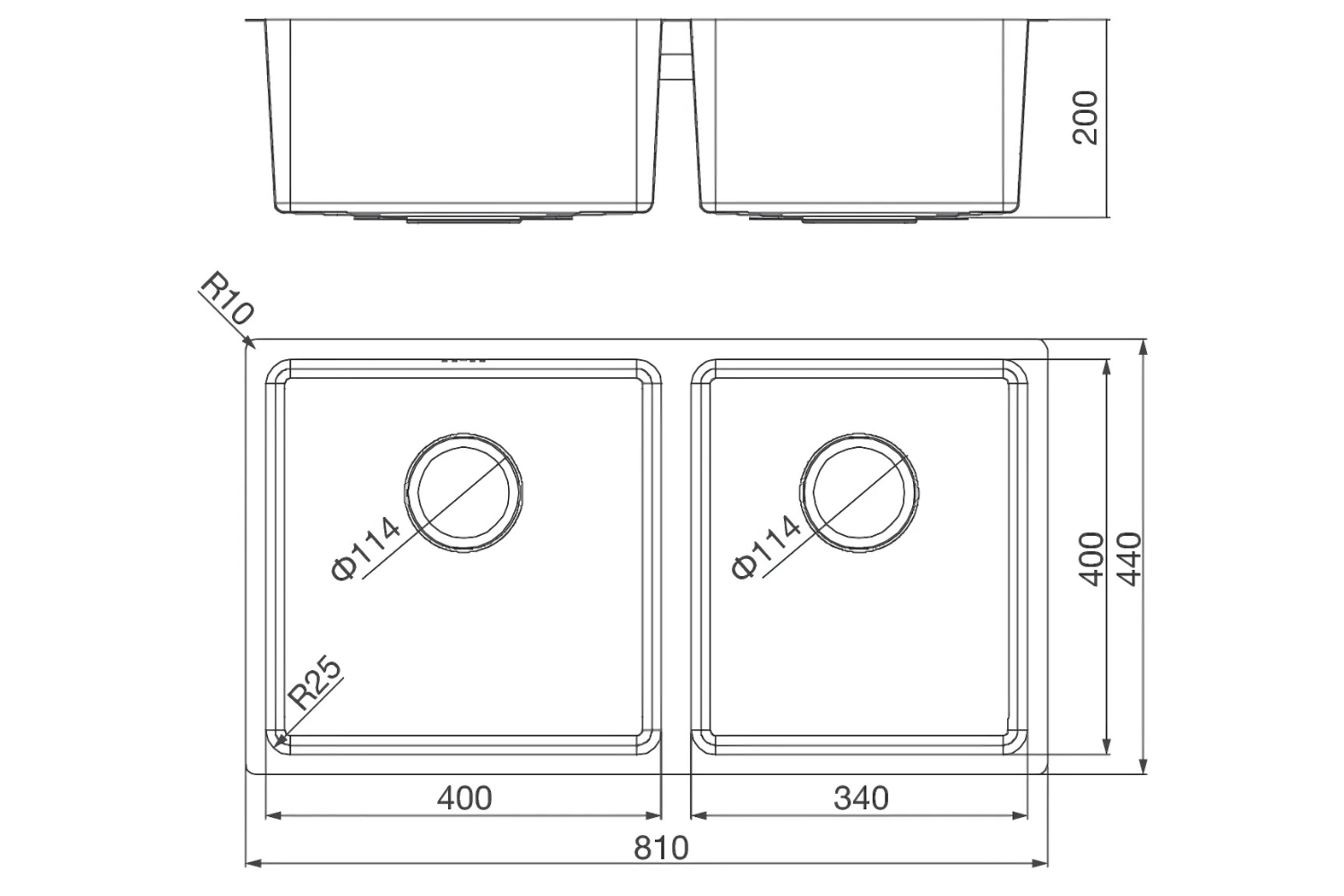 Chậu Rửa Bát 2 Hố Inox 304 Malloca MS 6081