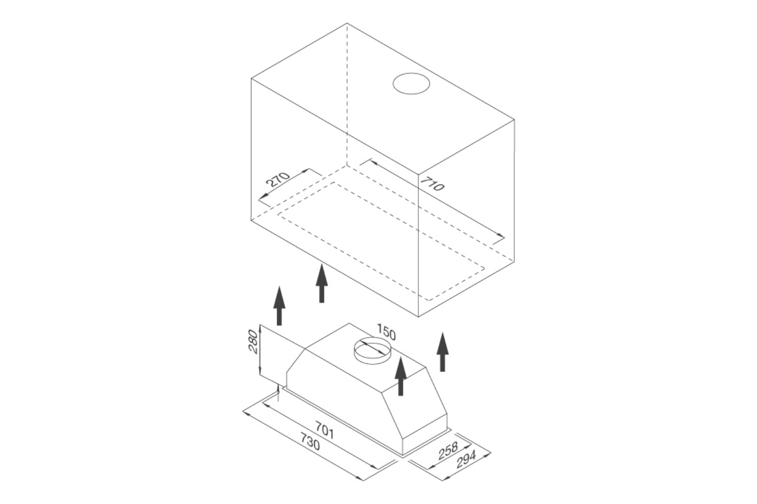 Máy hút mùi âm tủ Malloca Hidden K-730