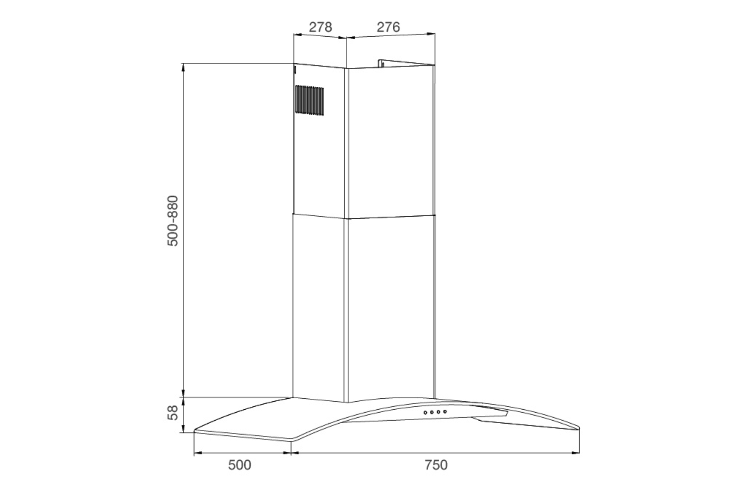 Máy hút mùi áp tường Malloca MC 750E