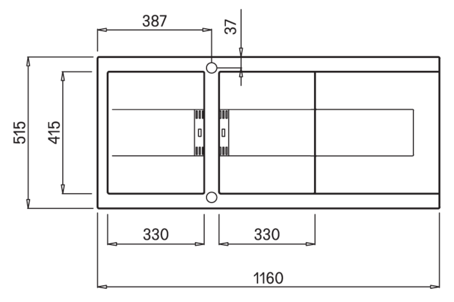 Chậu Rửa Bát 2 Hố Bằng Đá Granite Malloca SMART K-500 | Màu Xám