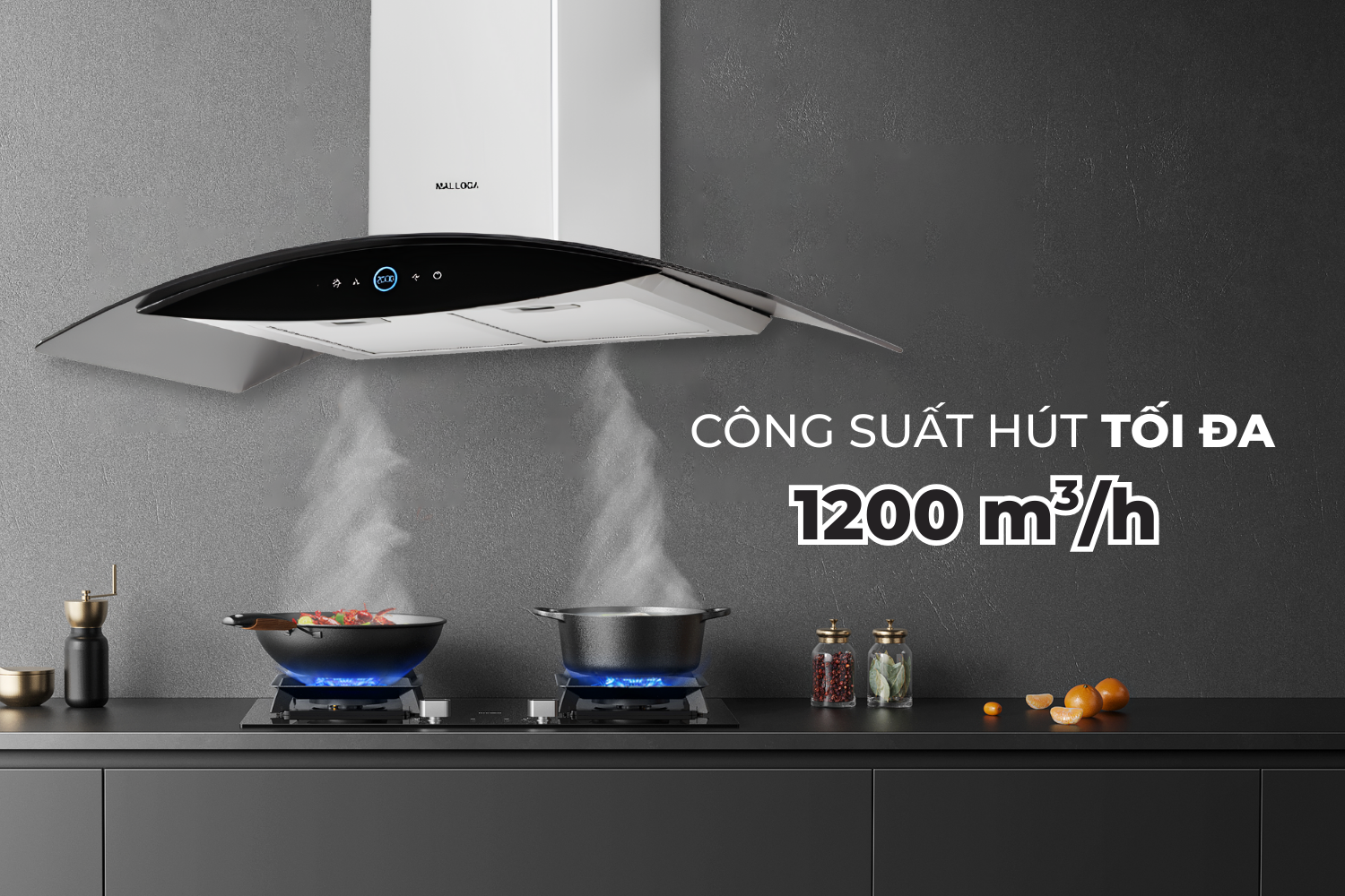 Máy hút mùi áp tường Malloca MC 9018HS