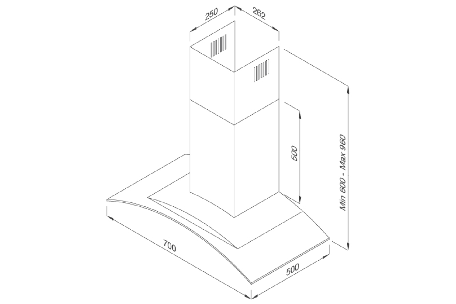 Máy hút mùi áp tường Malloca Gama K3155.7