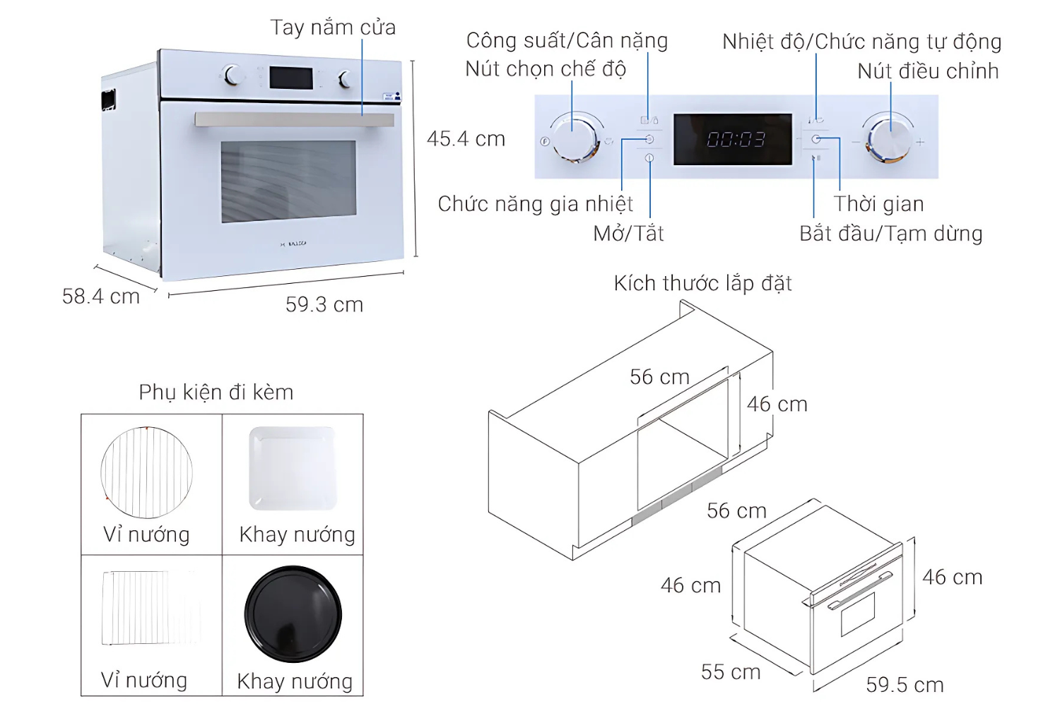 Lò Nướng Vi Sóng Malloca MW-944TA | Lắp Âm 44 Lít